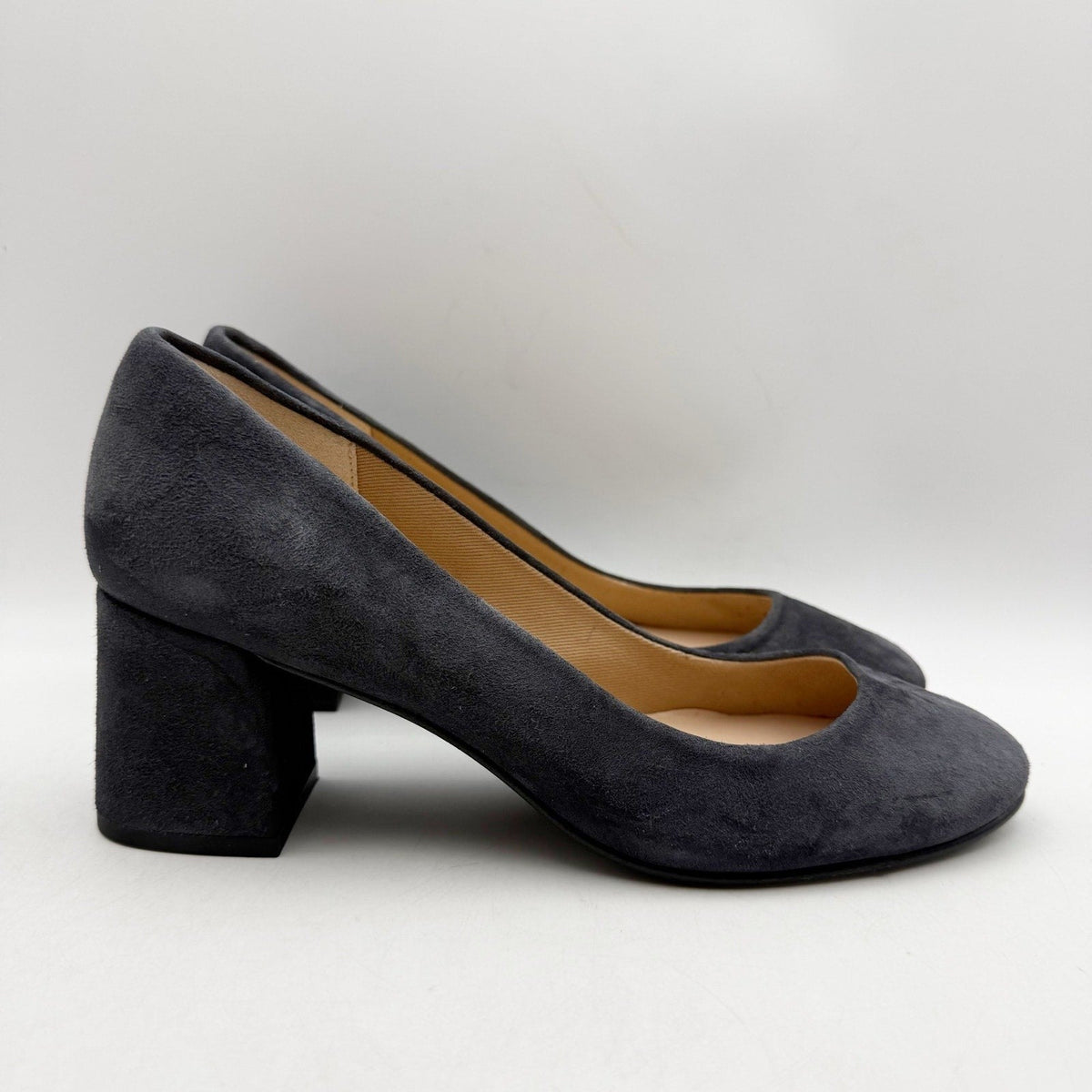 French Sole Womens Trance Pumps Size 7.5 B Dark Grey Suede Heels NIB