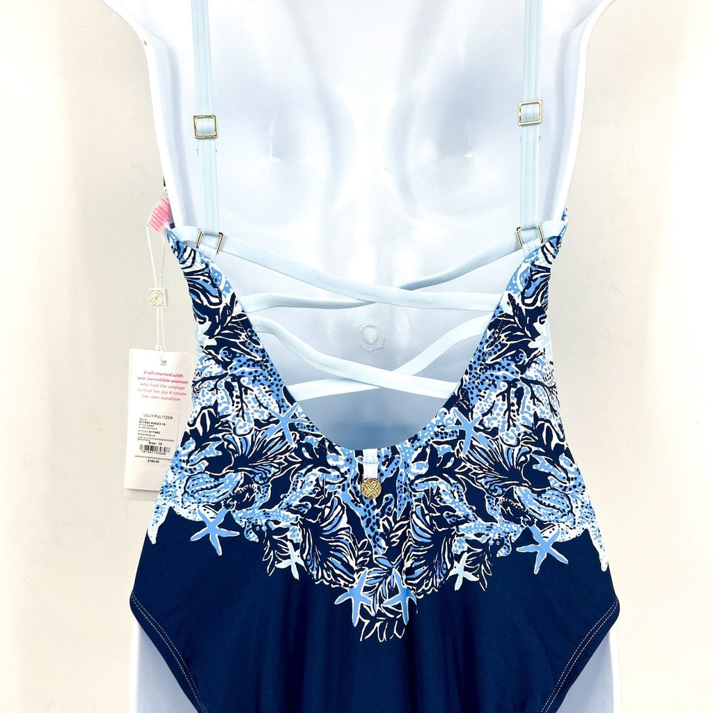LILLY PULITZER Klynn One-Piece Swimsuit US 10 Bonaire Blue Just a Little Koi NWT