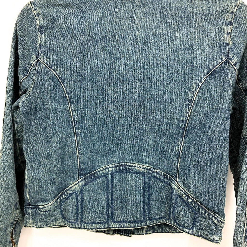 FREE PEOPLE x WE THE FREE Fast Lane Denim Moto Jacket Small Alchemy Blue NWT