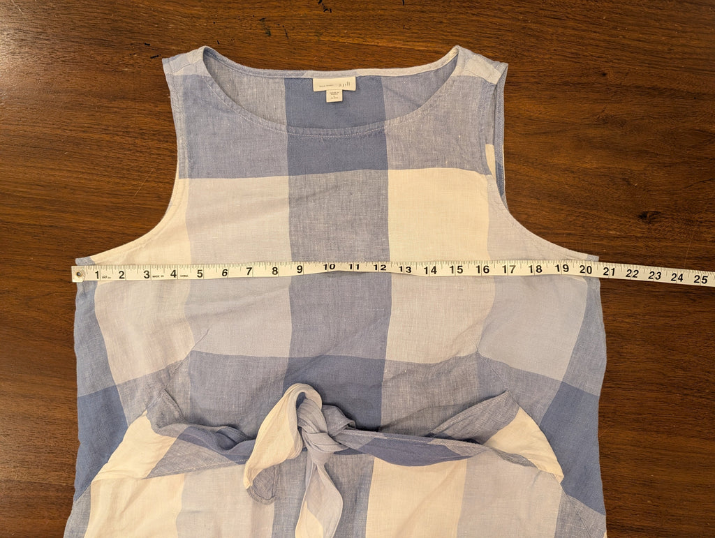 J.Jill Love Linen Gingham Tie-Waist Dress - L