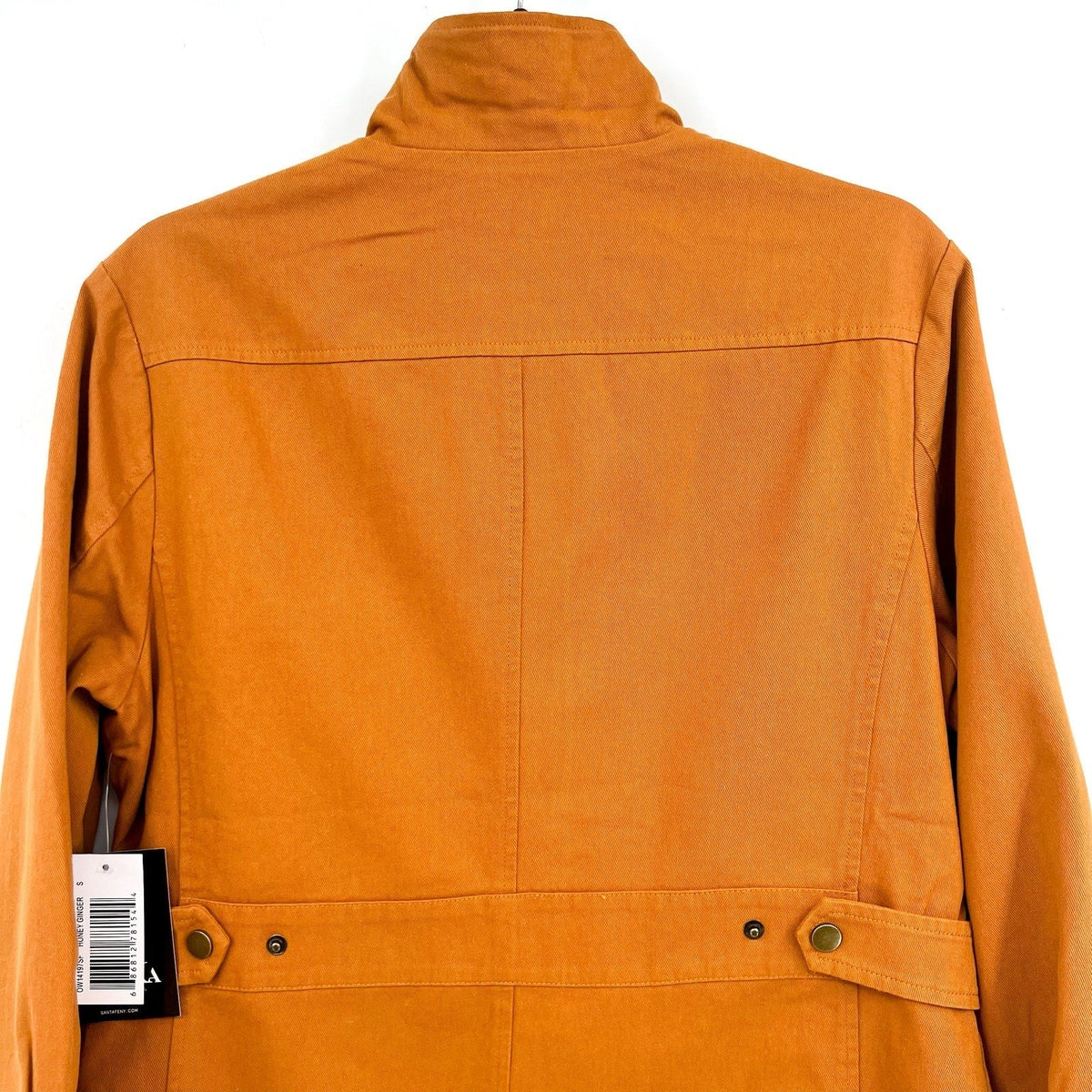 MO-KA BY SANTA FE APPAREL Jacket Small Orange Snap Button 100% Cotton NWT