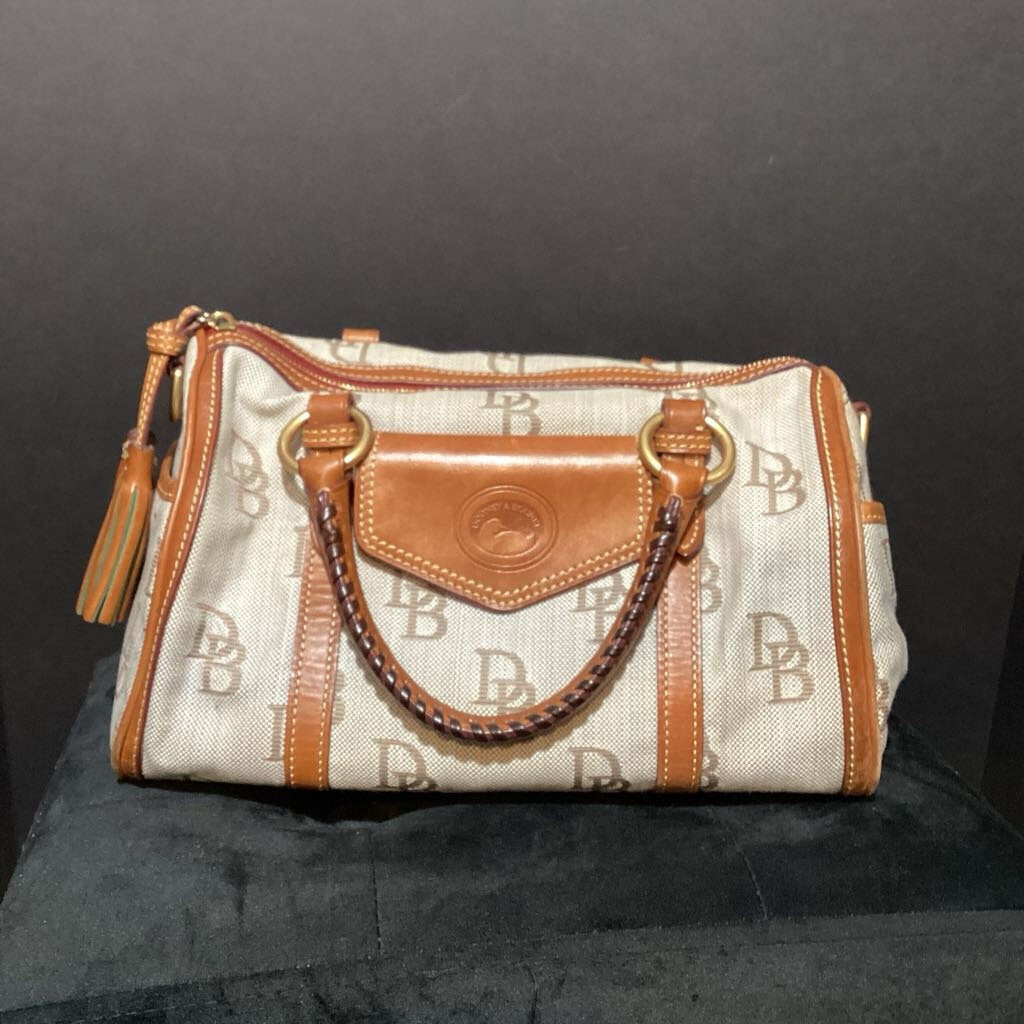 Dooney & Bourke Logo Linen & Leather Barrel HANDBAGS