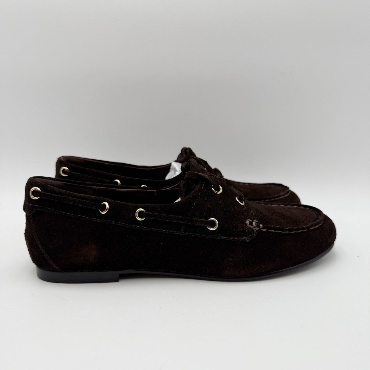 Madewell Womens Jamie Boat Shoes Size 7 EU 37.5 Dark Brown Suede NIB