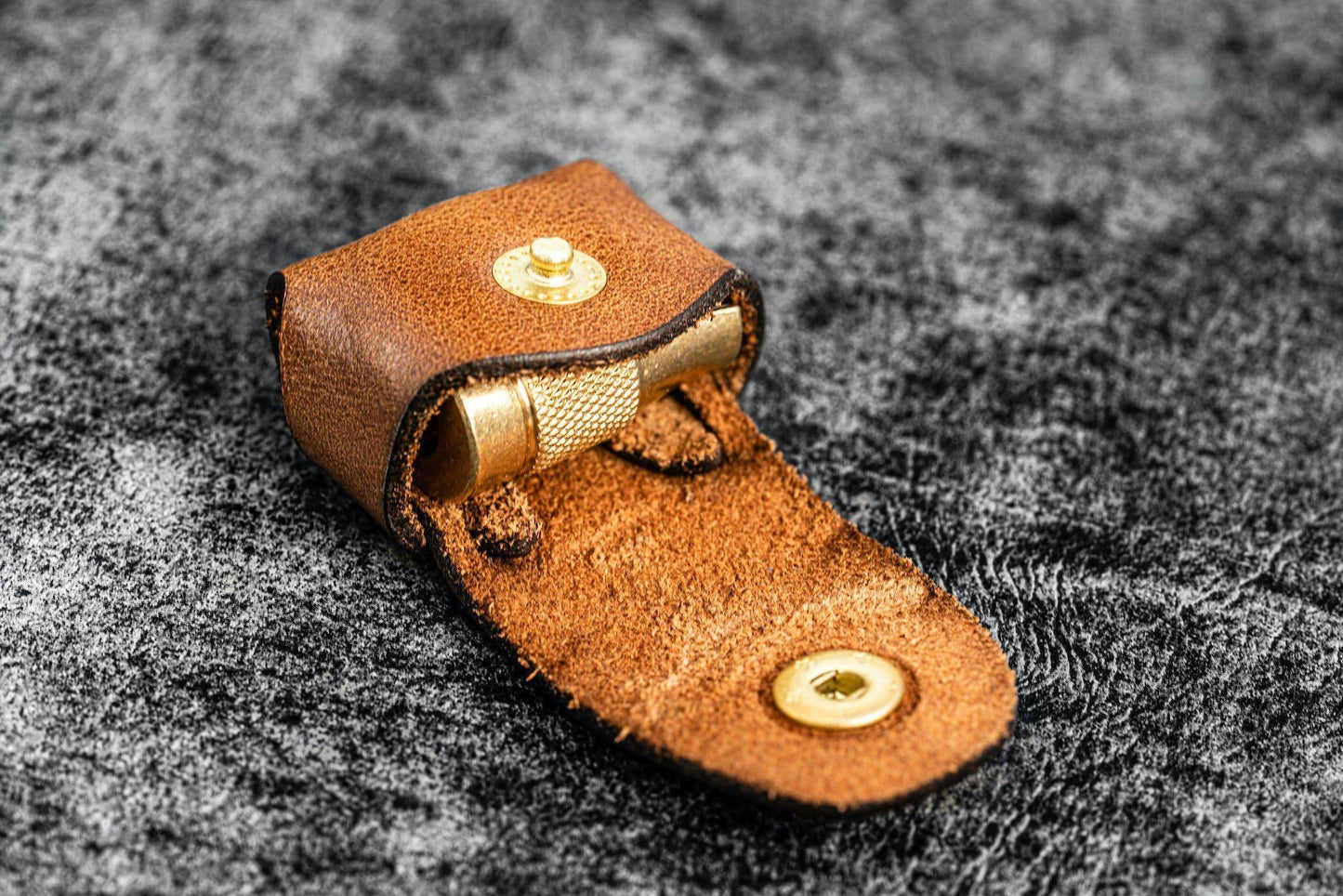 M+R Brass Pencil Sharpener - With Leather Case