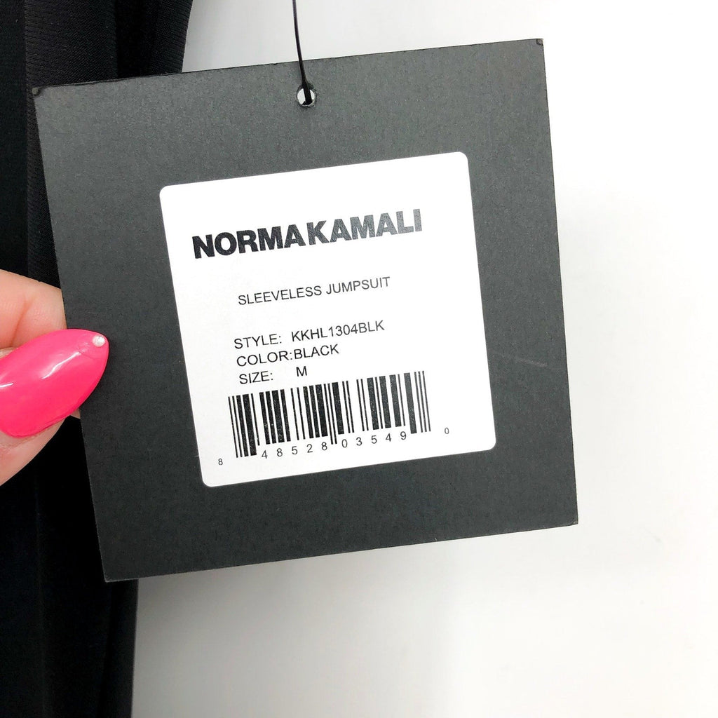 NORMA KAMALI Women's Sleeveless Wide-leg Jumpsuit Medium Black Crewneck NWT