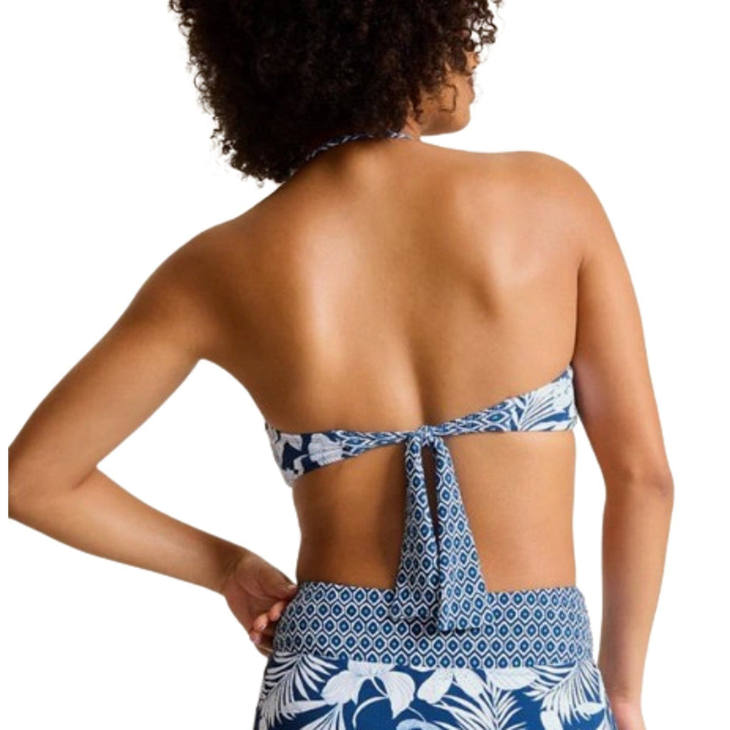 TOMMY BAHAMA Island Cays Bandeau Bikini Top Small Blue White Blooms NWT