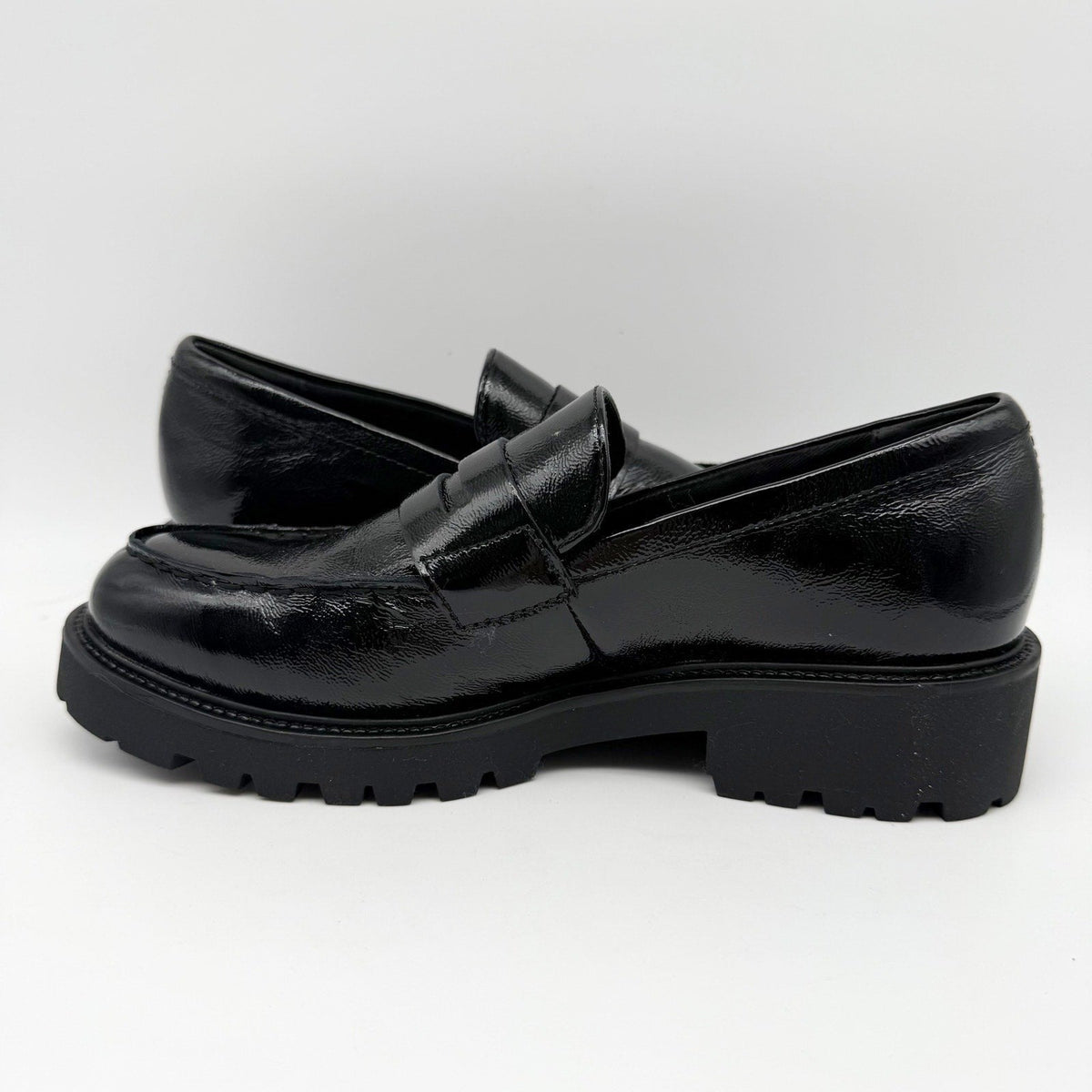 Vagabond Women Kenova Penny Loafers EU 38 US 8 Black Crinkle Leather NIB