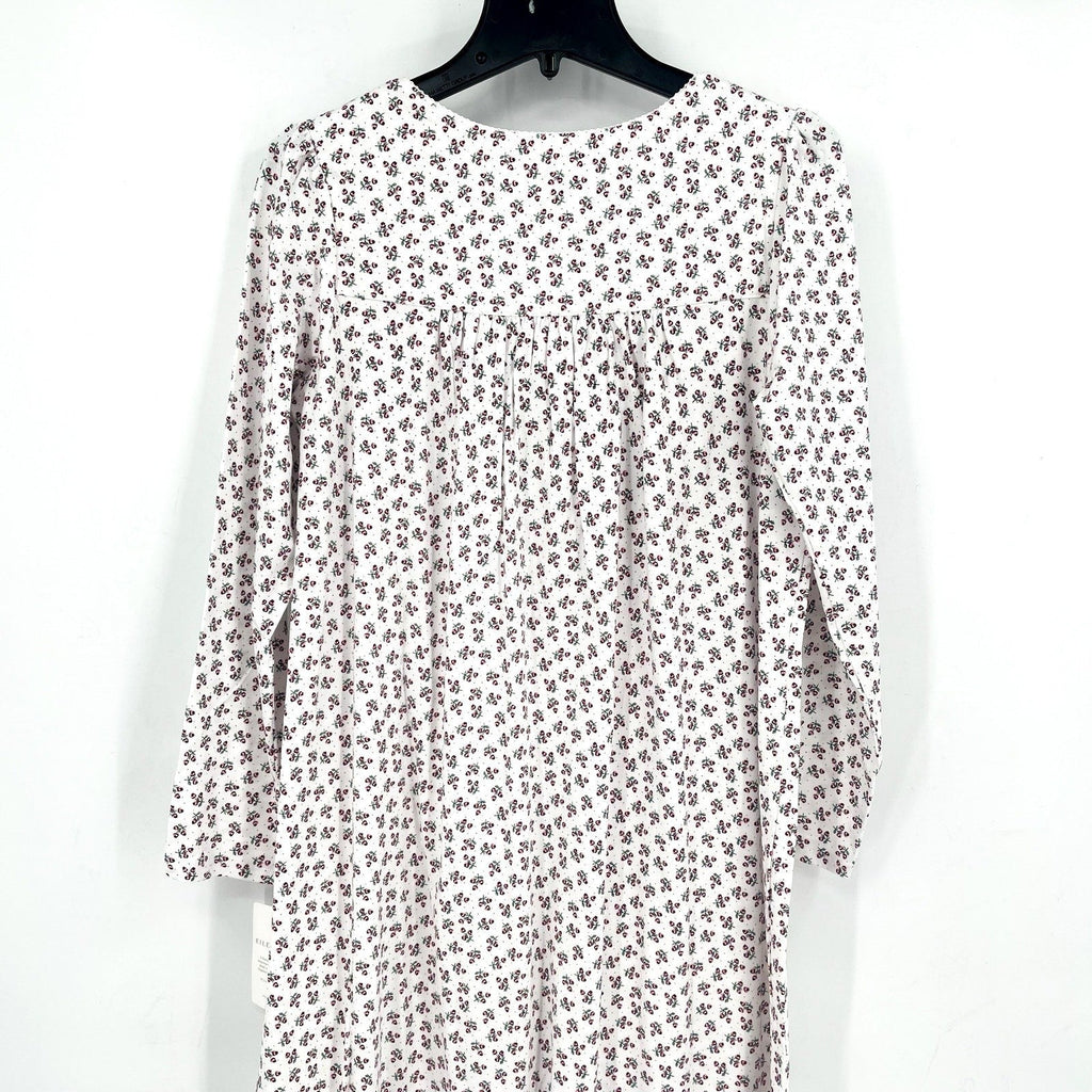 EILEEN WEST Women's Cotton Flannel Nightgown Small White Ditsy Floral NWT