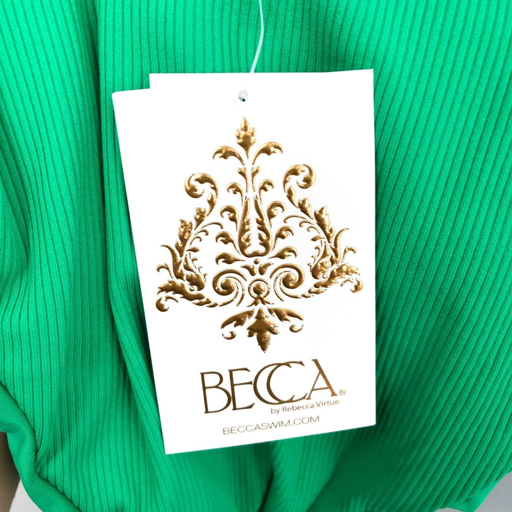 BECCA Women's Modern Edge Rib Bandeau One Piece Swimsuit Small Green Verde NWT