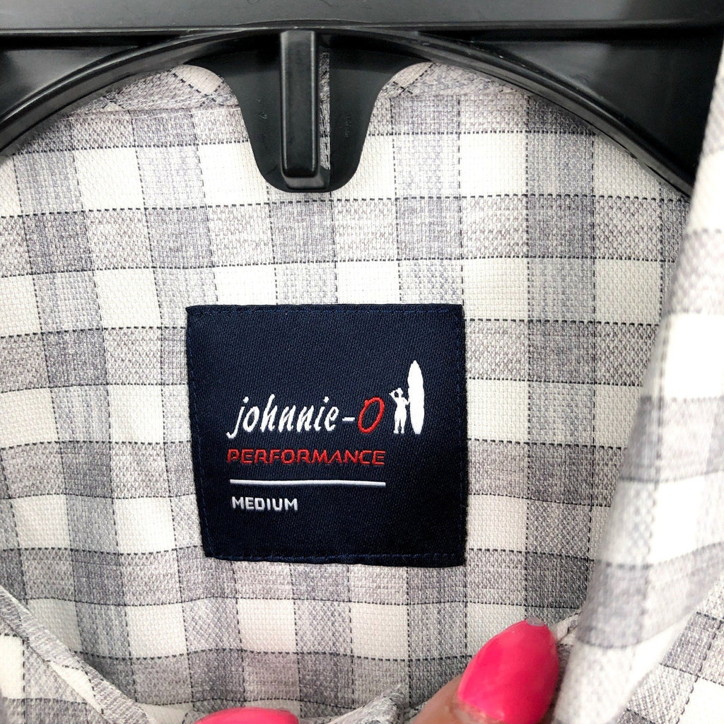JOHNNIE O Men's Ashworth Performance Button Up Shirt Medium Light Gray NWOT