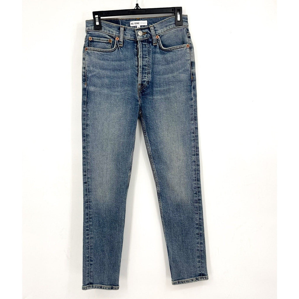 RE/DONE Women's Mid 80s Slim Straight Leg Jeans 26x27 US 2 Blue High Waist NWT