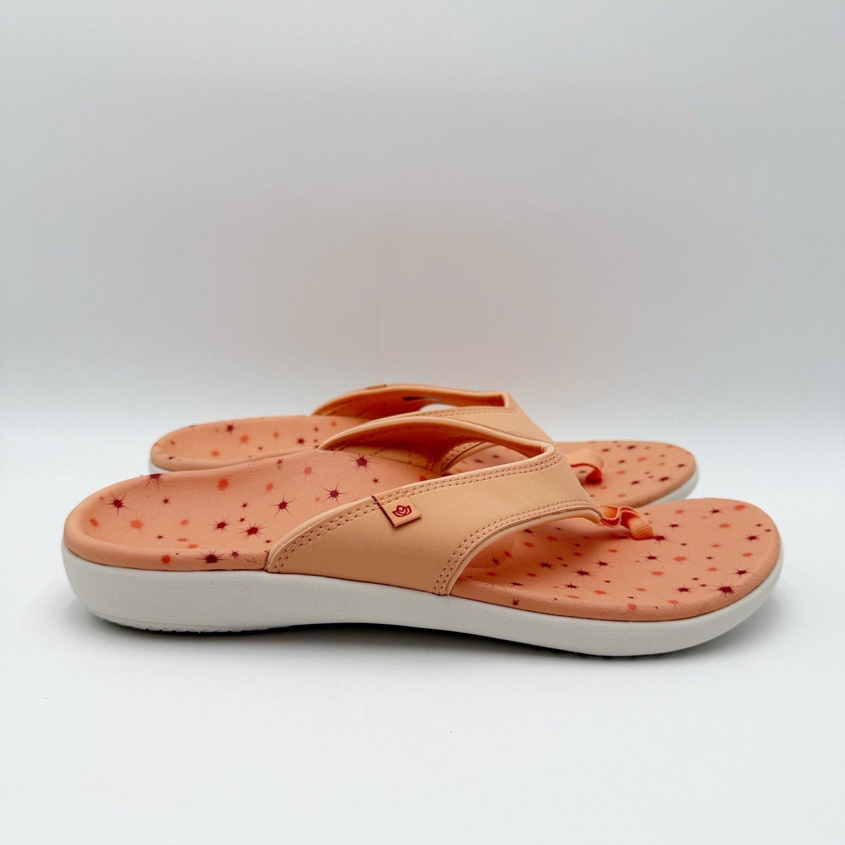 Spenco Womens Yumi Constellation Sandal Size 11 WIDE Coral Orange Flip Flop NWOB