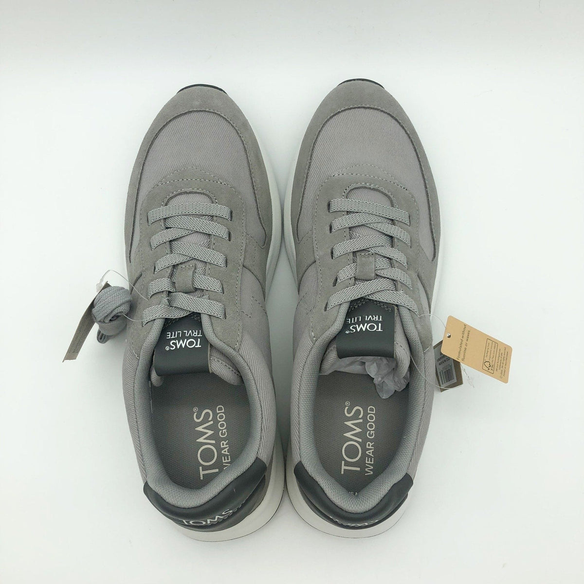 Toms Mens TRVL LITE Retro Runner Sneakers Size 9 Drizzle Grey Suede Twill NIB