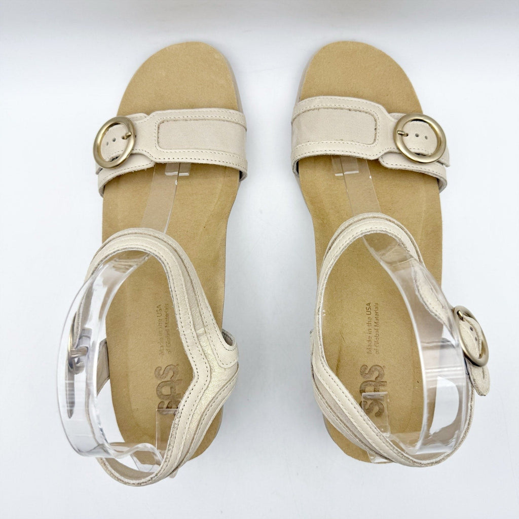 SAS Womens Seight Wedge Sandals Size 9 Narrow Gold Beige Leather NIB