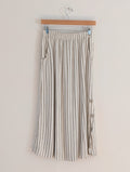 Vintage Cynthia Max Relax Striped Button-Slit Maxi Skirt - S