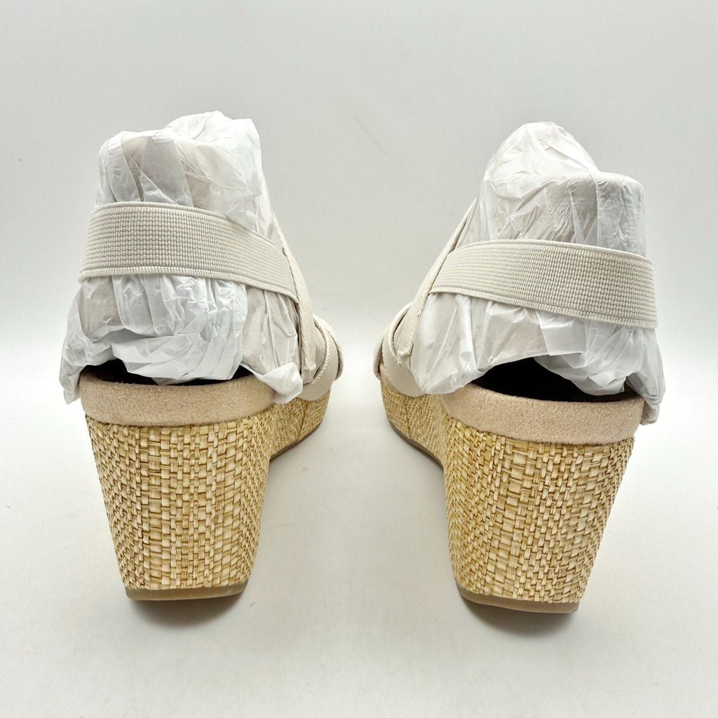 LifeStride Womens Danita Wedge Sandals Size 9.5 Bone Off White Canvas NIB