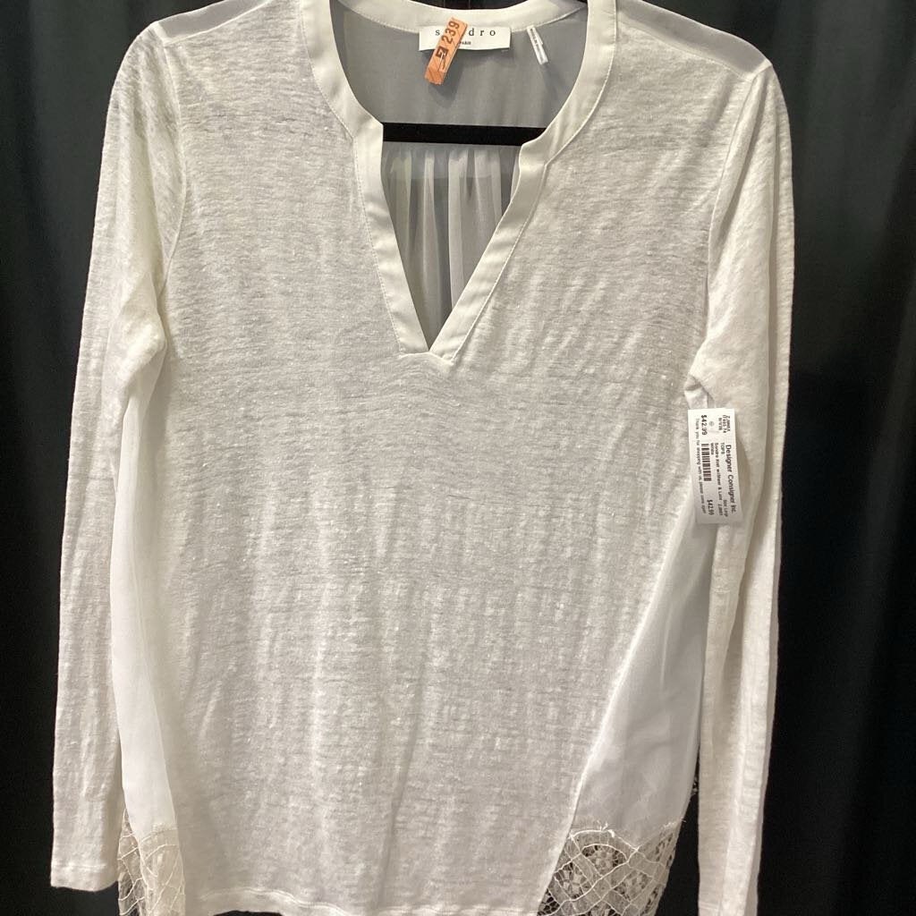 Sandro Knit w/Sheer & Lace TOPS Large