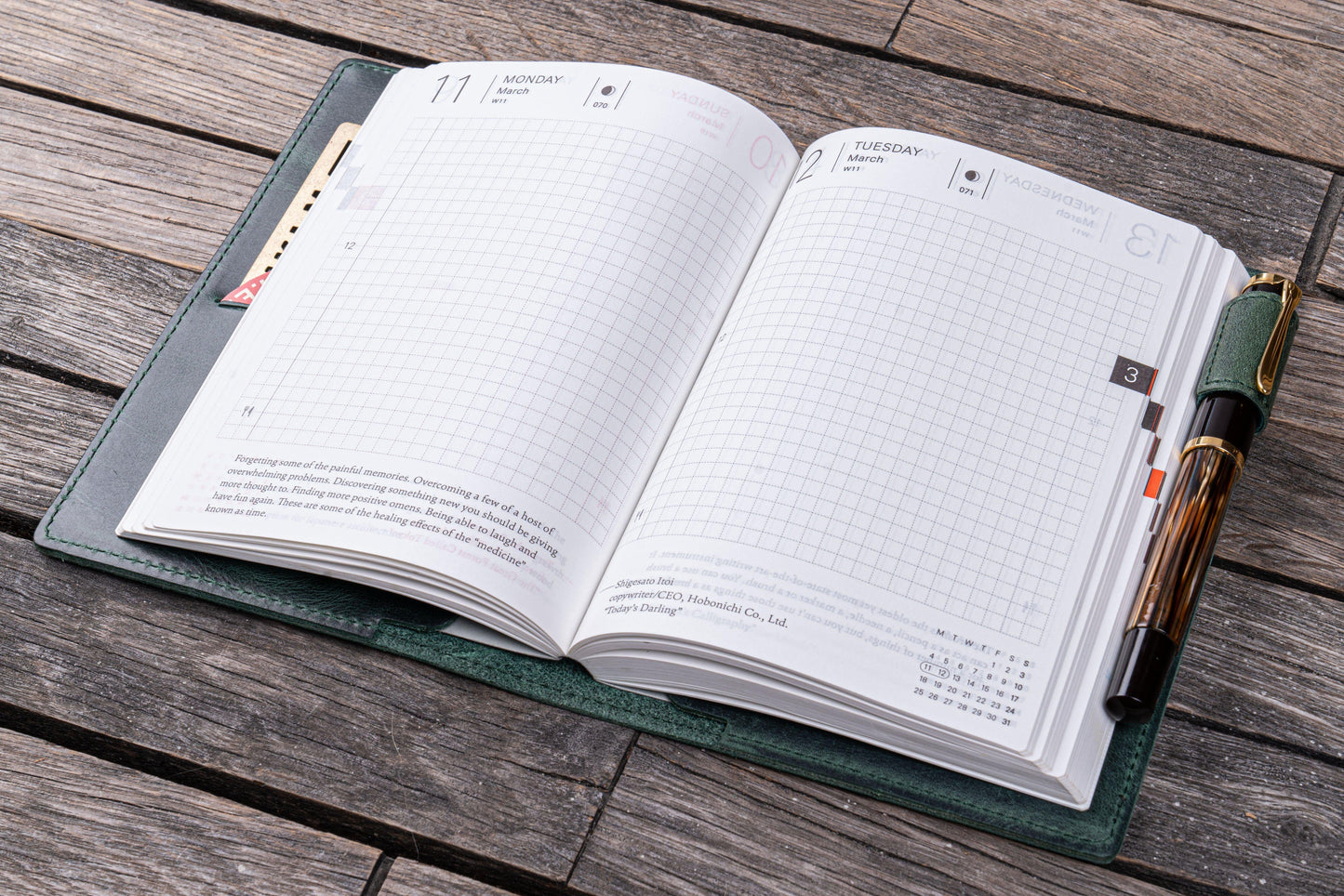 Leather Slim A6 Notebook / Planner Cover - Crazy Horse Forest Green