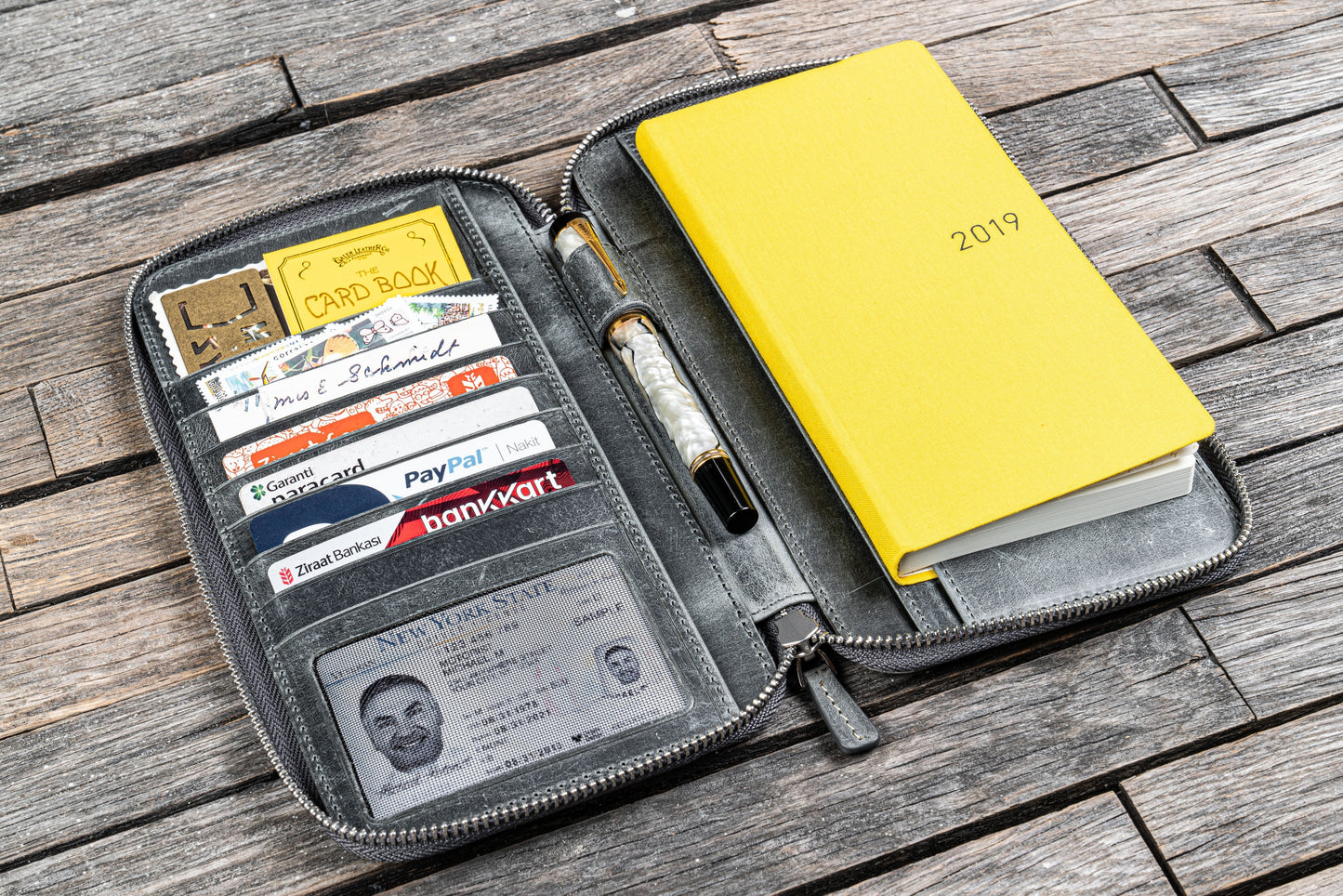 Leather Zippered Hobonichi Weeks Mega Cover - Crazy Horse Smoky