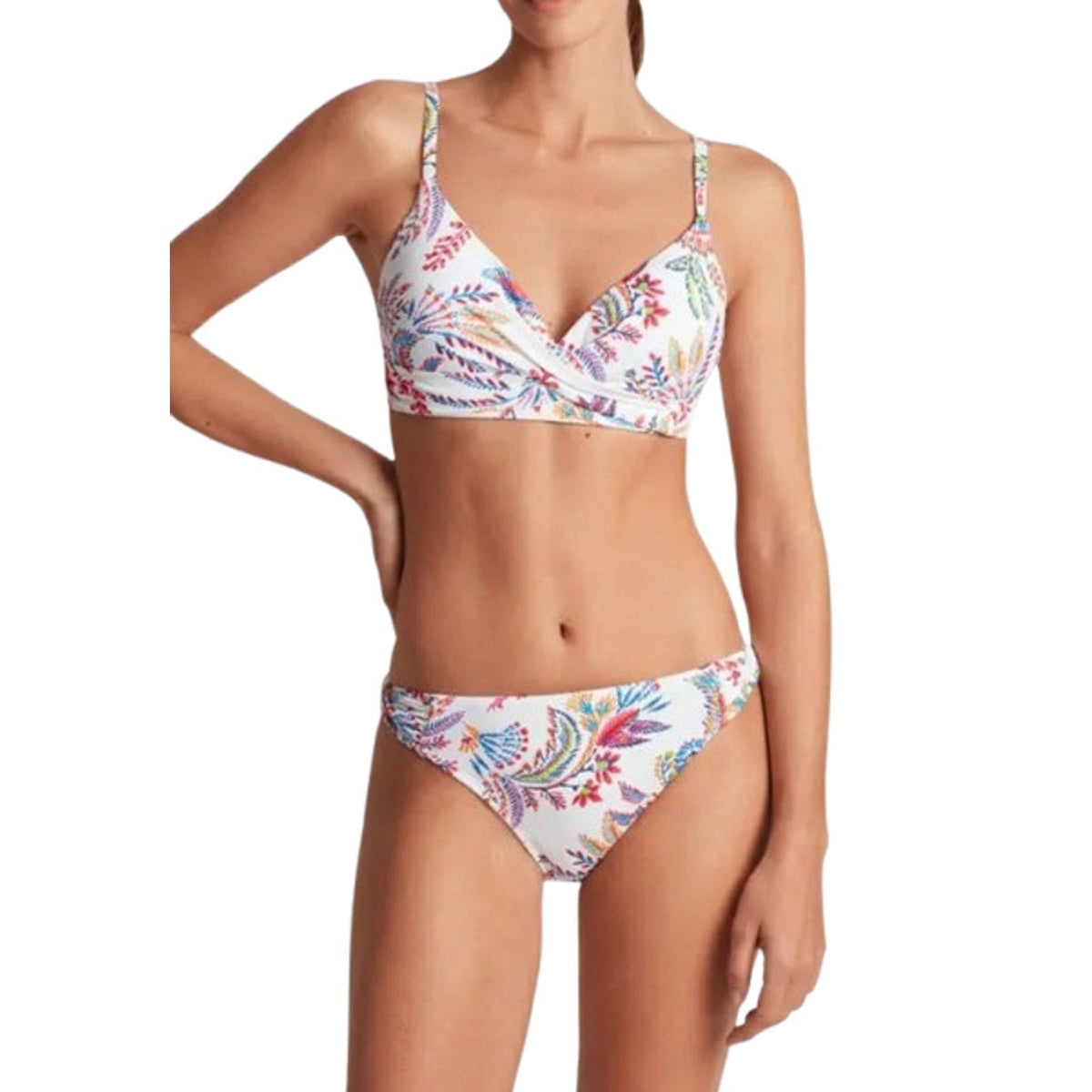 LAUREN RALPH LAUREN Fleurette Hipster Bikini Bottom Size 8 White Twist Side NWT