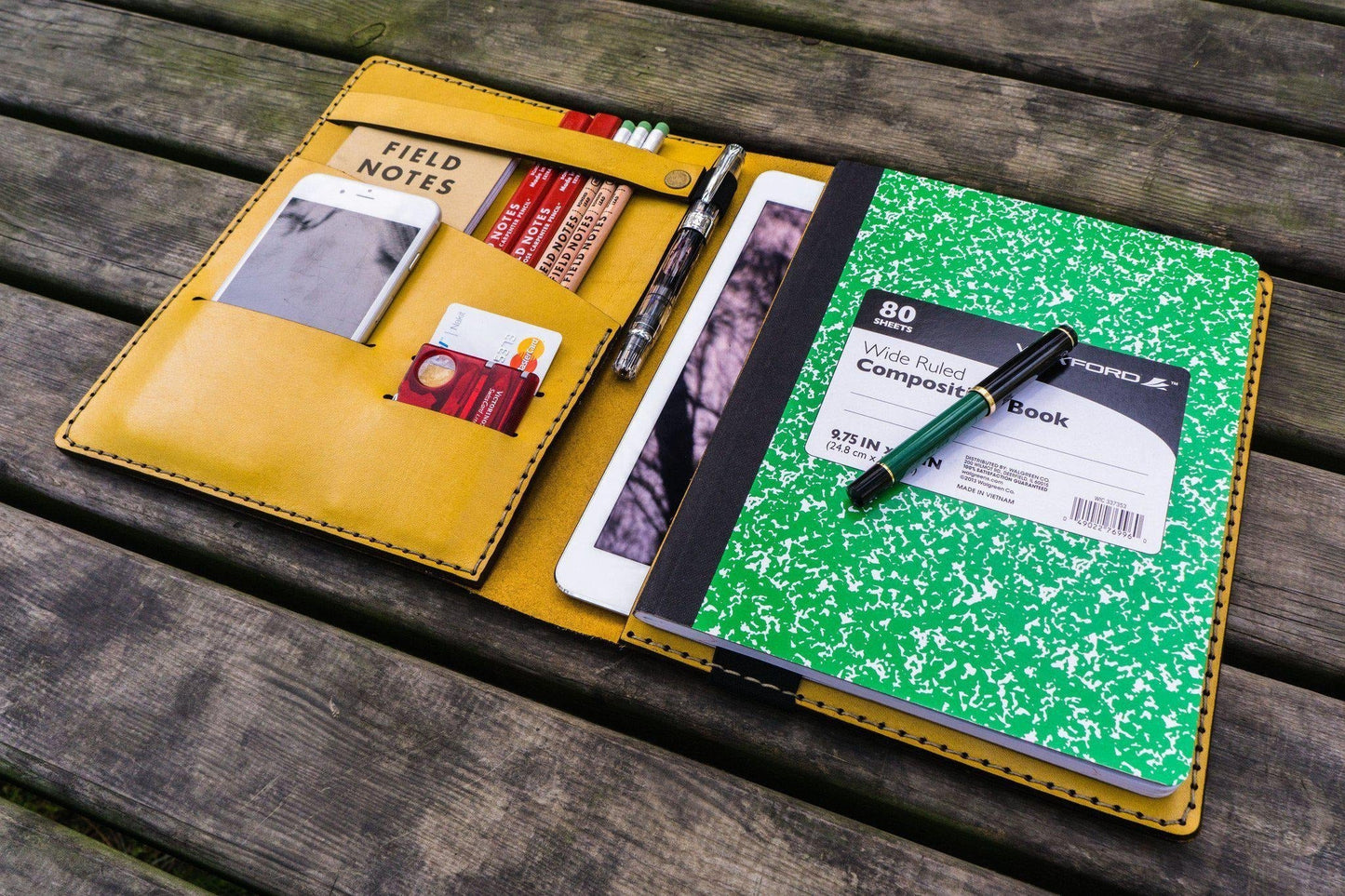 Leather Leuchtturm1917 B5 Notebook & iPad Air/Pro Cover -Yellow