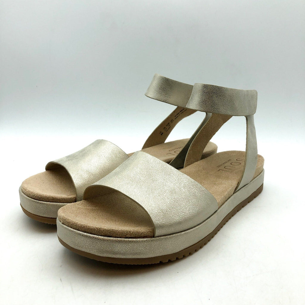 Soul Naturalizer Womens Deara Platform Flat Sandals Size 7 WIDE Gold Leather NIB