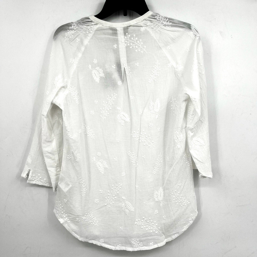 ROYAL ROBBINS Women's Oasis Tunic II Top Small White Embroidered 3/4 Sleeve NWT