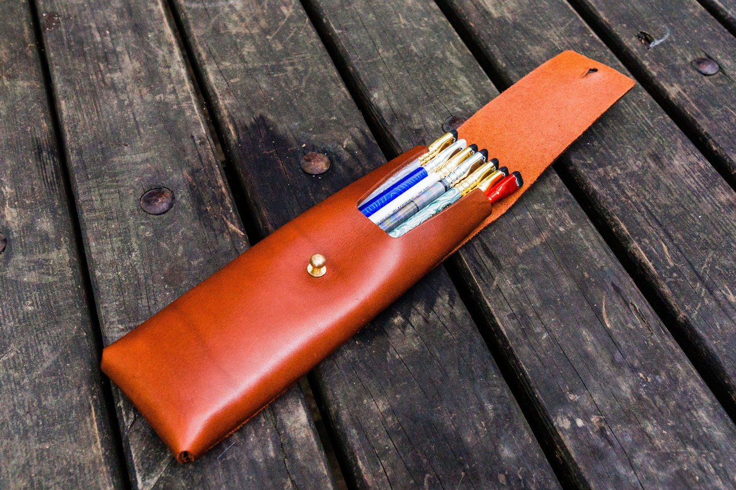 The Charcoal Leather Pencil Case for Blackwing Pencils - Brown