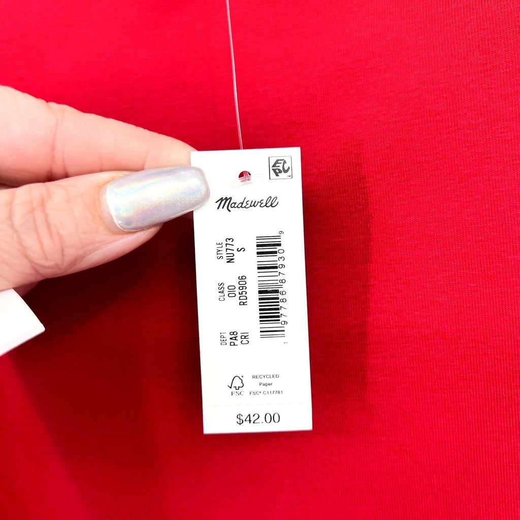 MADEWELL Women's Sleeveless Boat Neck Shirt Small Red Crimson NU773 NWT
