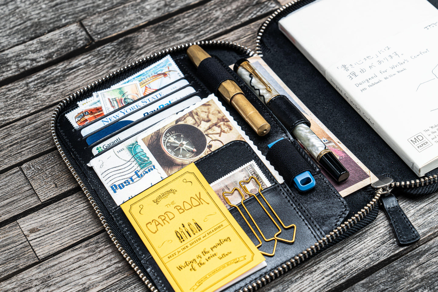 Leather Zippered B6 / B6 Slim Planner Folio - Black