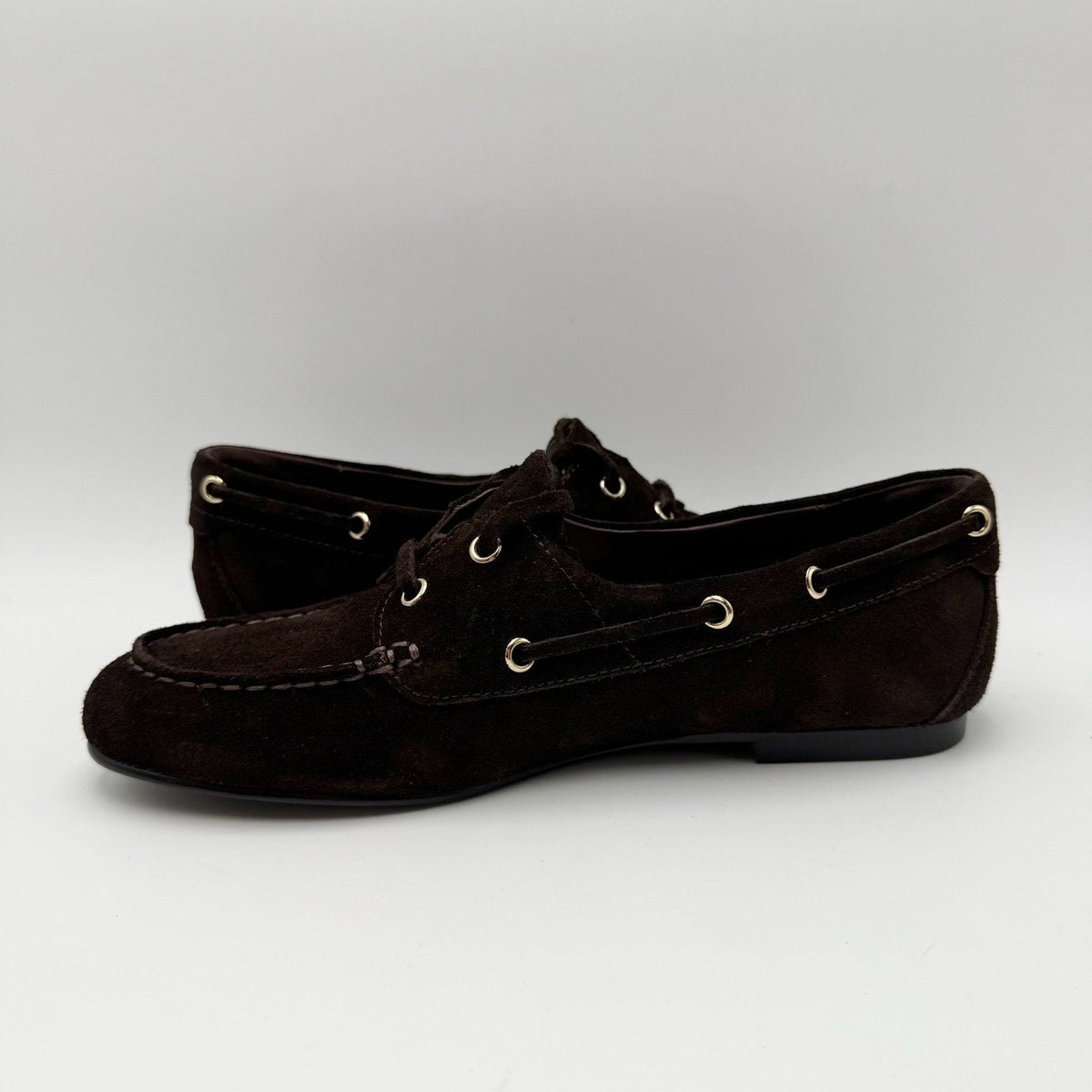Madewell Womens Jamie Boat Shoes Size 7 EU 37.5 Dark Brown Suede NIB