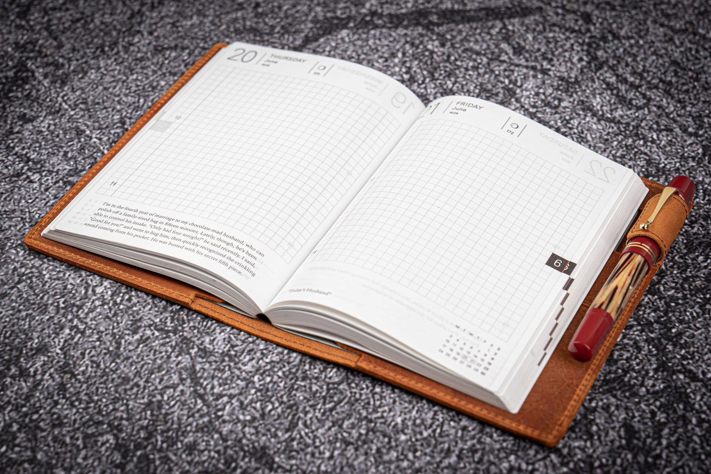 Leather Slim A6 Notebook / Planner Cover - Crazy Horse Brown