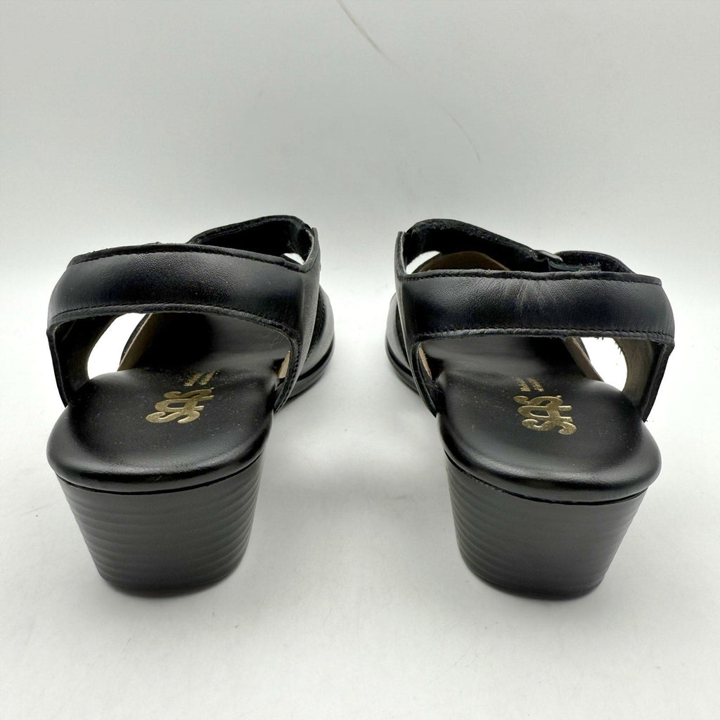 SAS Womens Suntimer Heeled Sandals Size 7 M EU 37.5 Black Leather NIB