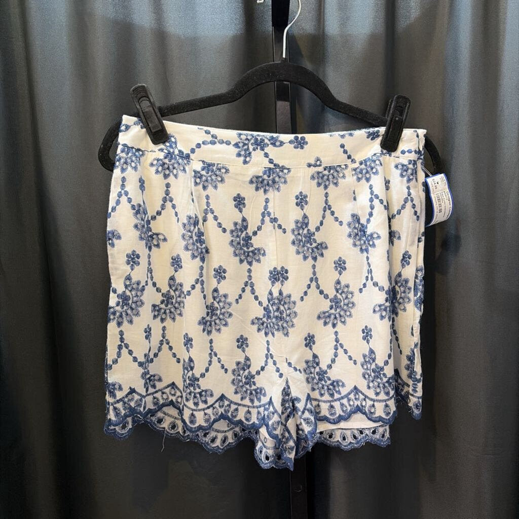 Aqua Eyelet Embroidered SHORTS M