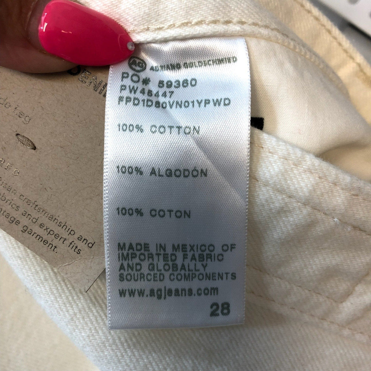 AG ADRIANO GOLDSCHMIED Kora Wide Leg Jeans Size 28 US 6 White 01 YRS Powder NWT