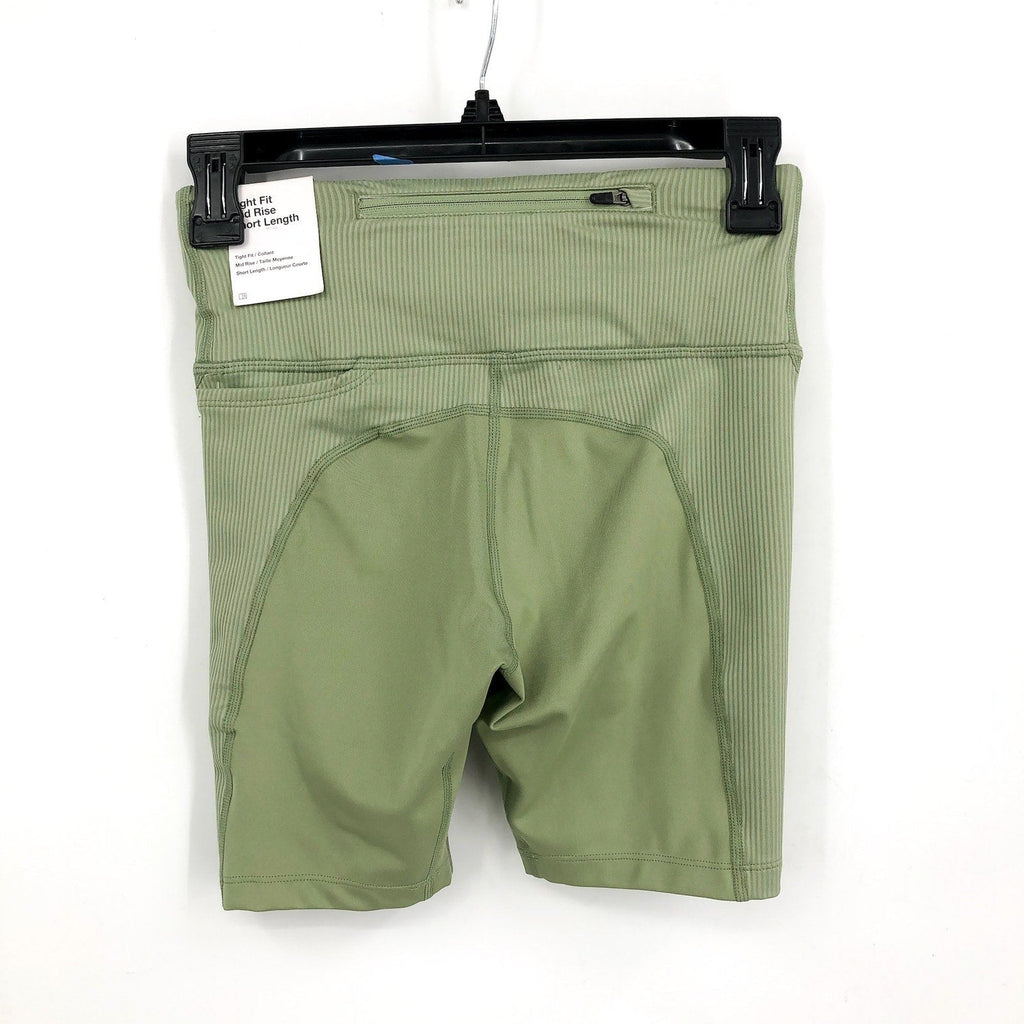 NIKE Womens Tight Athletic Running Shorts XS Olive Green Mid-Rise Ribbed NWT