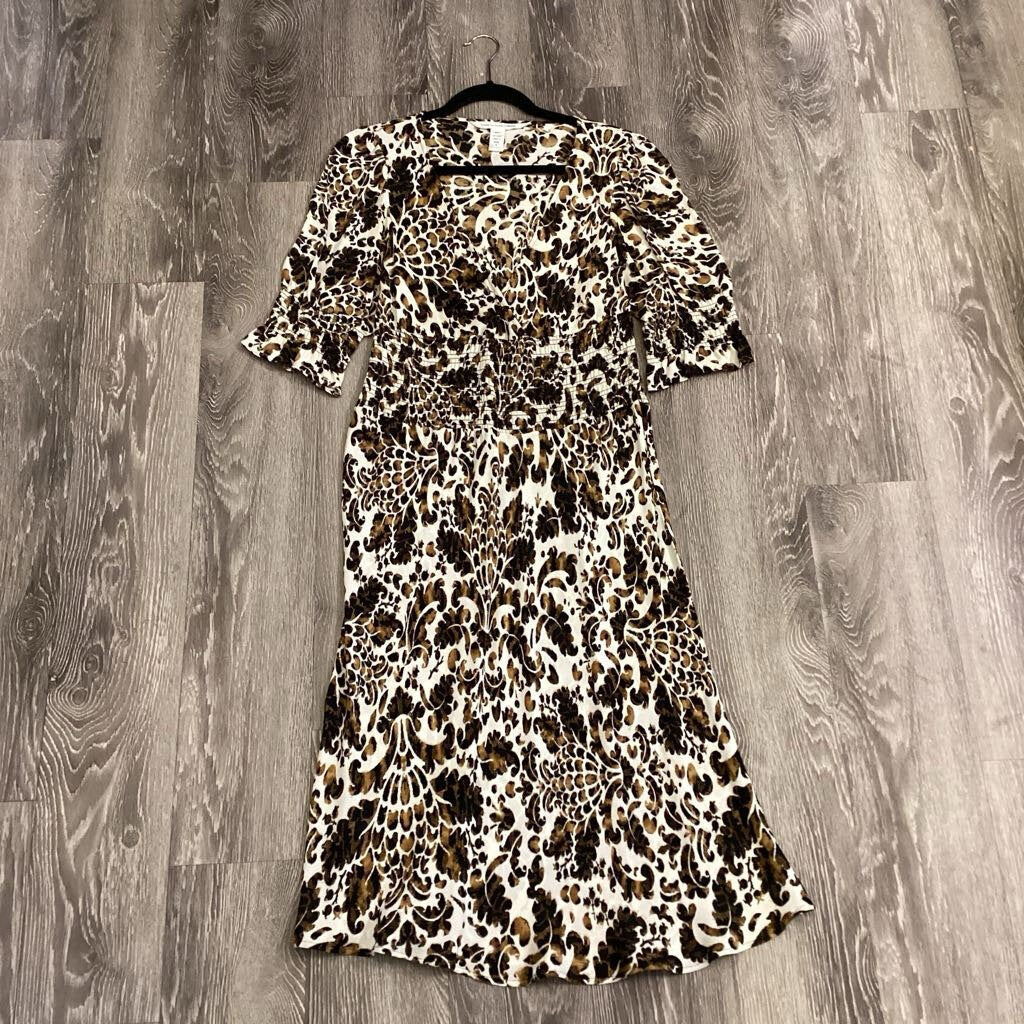 Diane Von Furstenberg DVF Leaf Print Rouched DRESSES 6