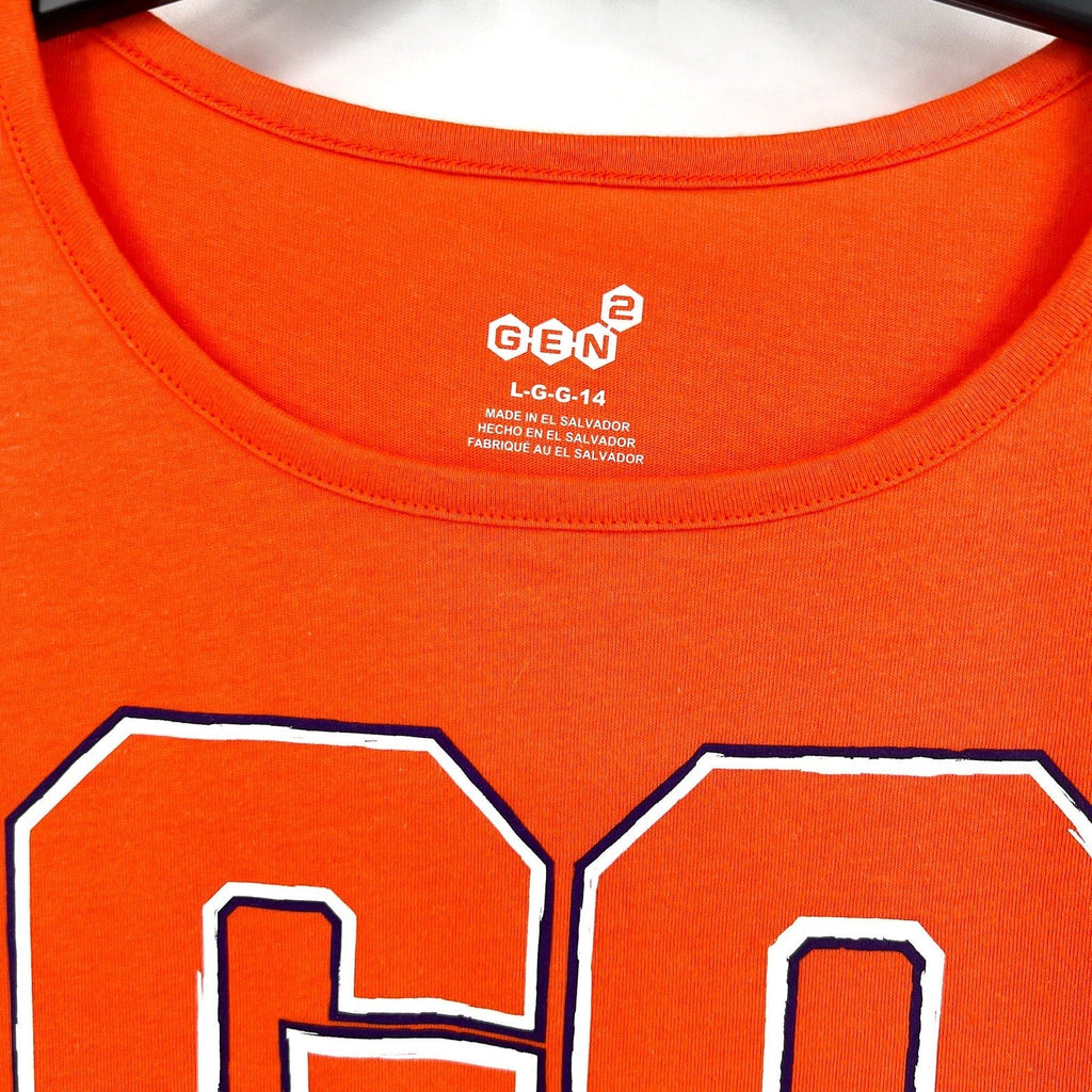 GEN 2 Girls Clemson University Go Heart Tee Large Orange Short Sleeve NWT