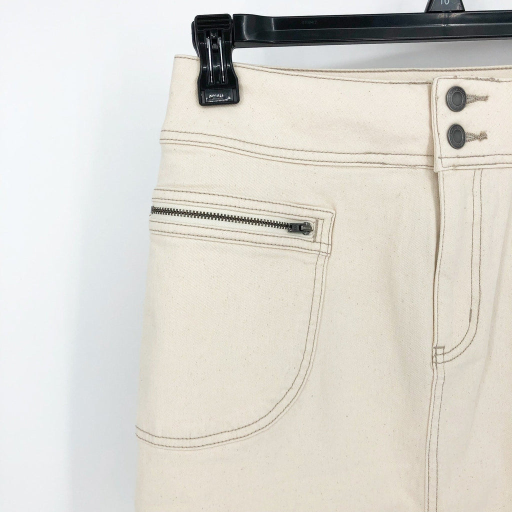 PRANA Womens Broadway Denim Skirt Size 8 Natural Cream Knee Length Stretch NWT