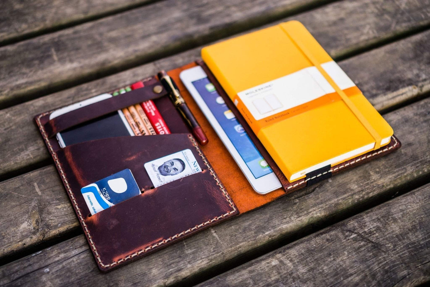 iPad Mini & Large Moleskine Cover - Crazy Horse Orange