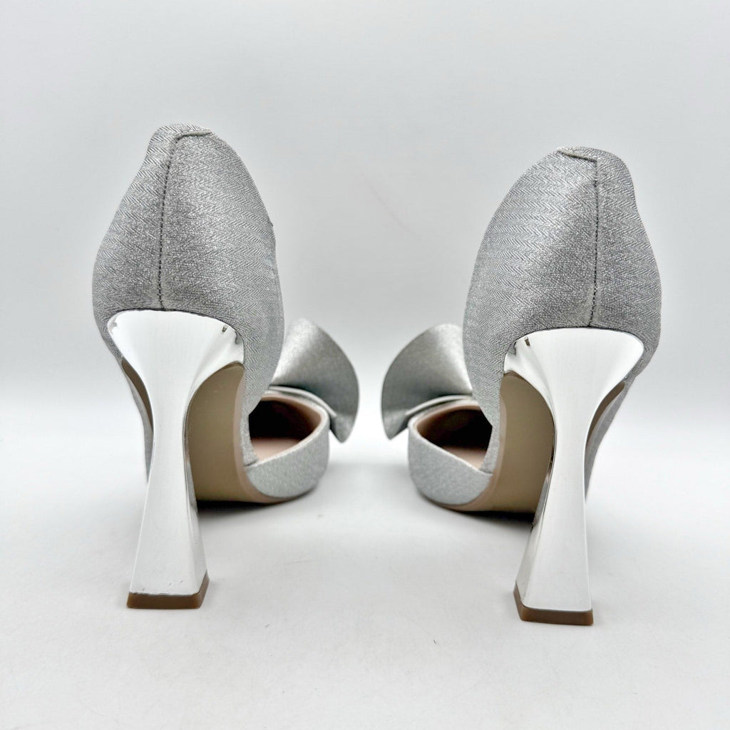 Blue by Betsey Johnson Womens Nobble High Heels Size 8 M Silver Bow NWOB