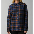 PRANA Women's Golden Canyon Flannel Shirt Large Rich Sapphire Plaid NWT