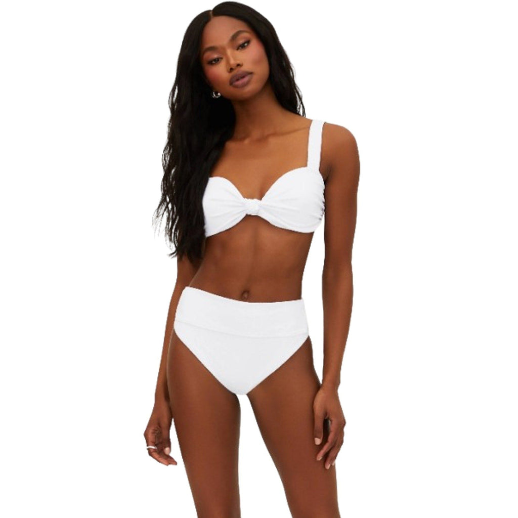 BEACH RIOT Women's Highway Bikini Bottom Large White Ribbed Knit NWT