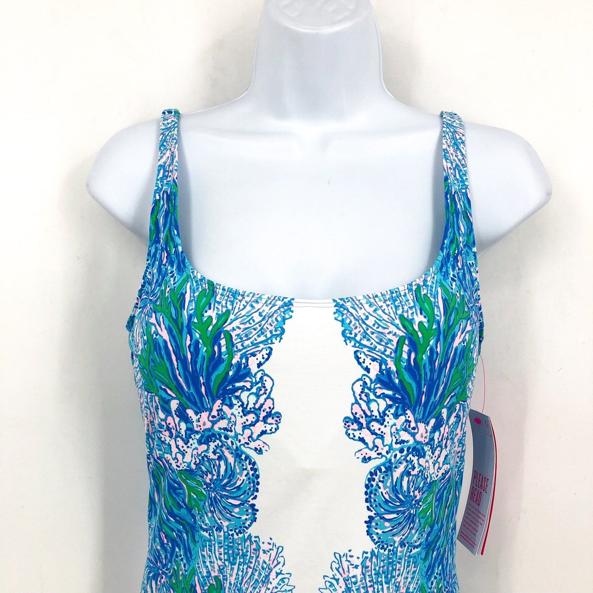 LILLY PULITZER Brin Scoopneck One-Piece Swimsuit Size 14 Blue Las Olas Aqua NWT