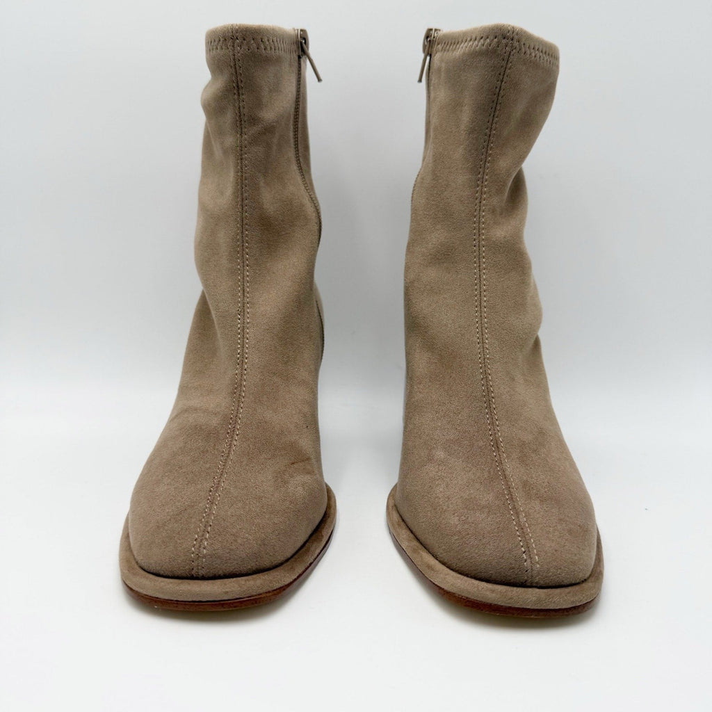 Steve Madden Womens Pammy Heel Ankle Booties Size 6 Taupe Tan Suede NIB