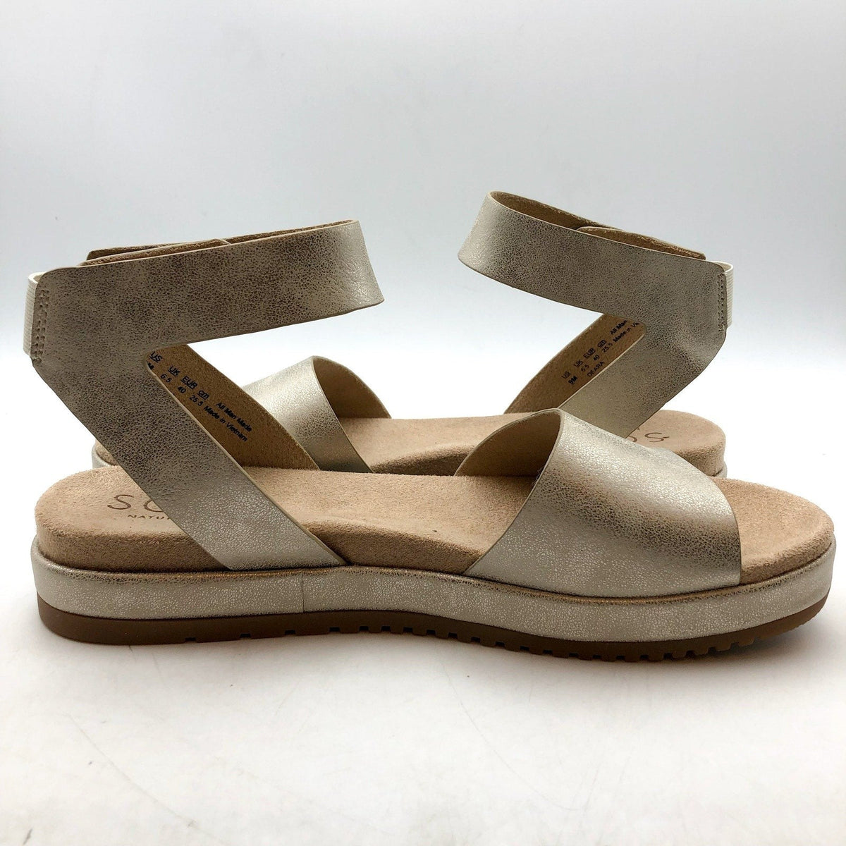 Soul Naturalizer Womens Deara Platform Flat Sandals Size 7 WIDE Gold Leather NIB