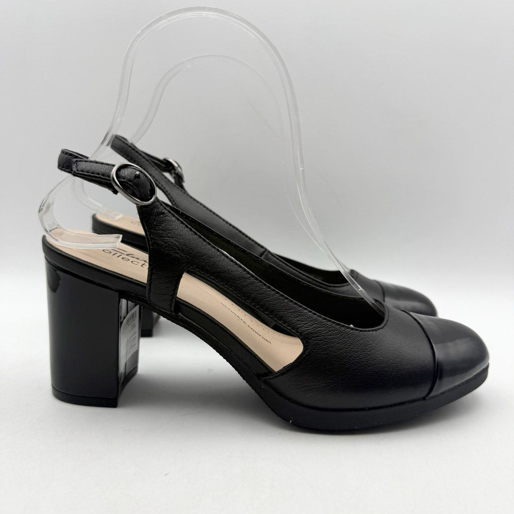Clarks Womens Bayla Joy Pumps Size 7.5 Black Leather Slingback Heels NWOB