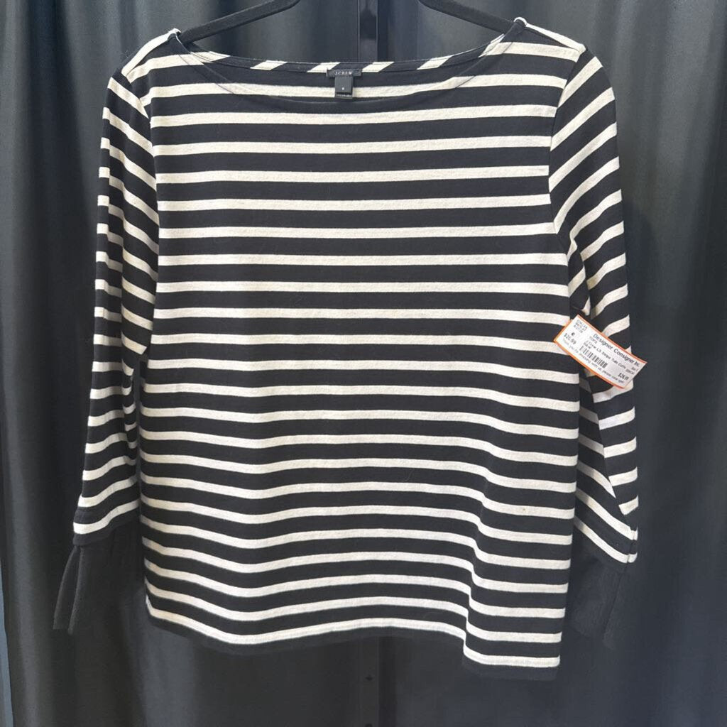 J Crew LS Stripe Tulle Cuffs TOPS S