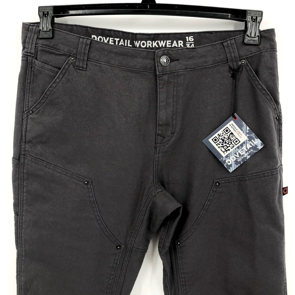 DOVETAIL WORKWEAR Women's Britt Utility Pants Size 16/34 Dark Grey Canvas NWT