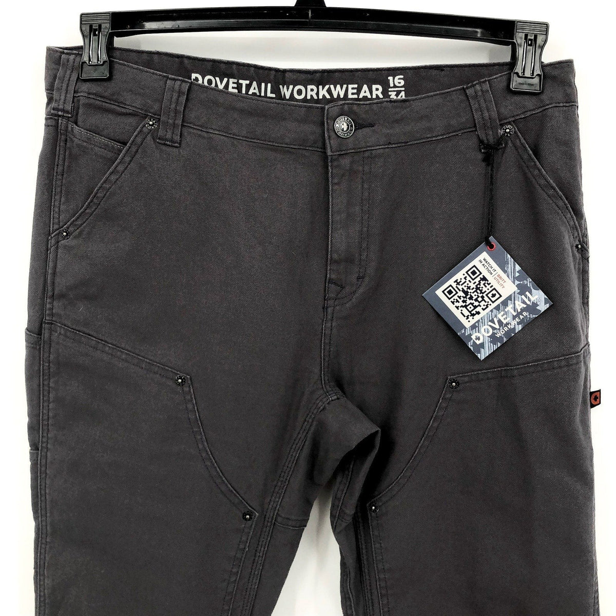 DOVETAIL WORKWEAR Women's Britt Utility Pants Size 16/34 Dark Grey Canvas NWT